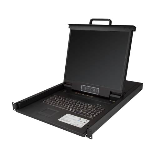 StarTech.com Consola KVM de 8 puertos para Montaje en Rack - Teclado QWERTY - con Cables de 1,8m - Conmutador KVM con Monitor LCD de 19" - Switch KVM LCD 1U OSD - 50.000 MTBF - USB + VGA