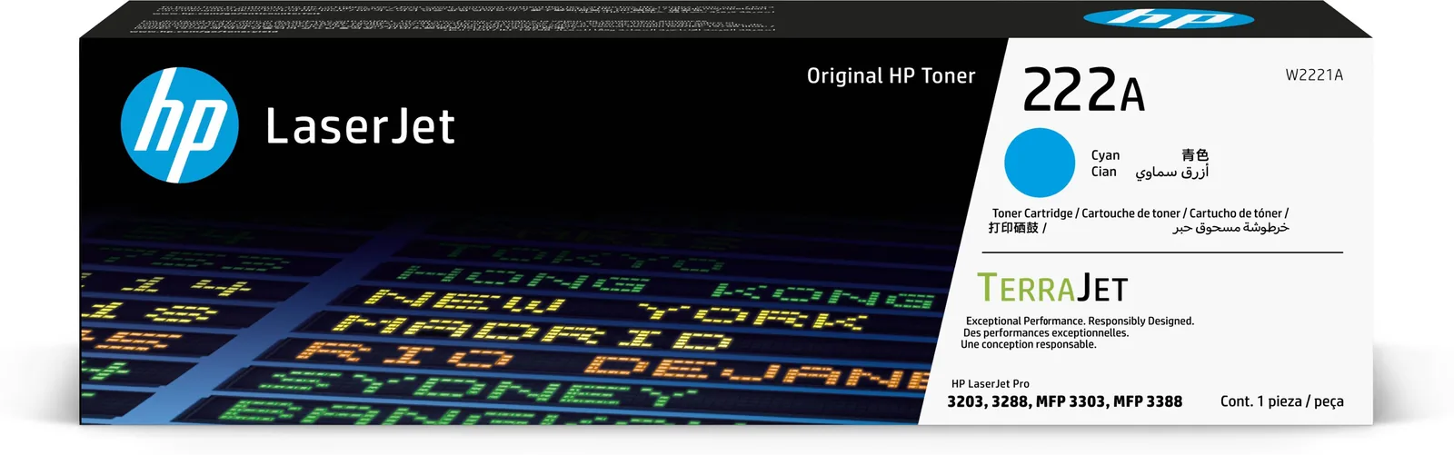 HP – 222A – Toner cartridge – Cyan – ORIGINAL LASERJET TONER Cartucho de Tóner Original HP 222A Cyan LaserJet – Alto Rendimiento y Calidad Profesional - Imagen 1