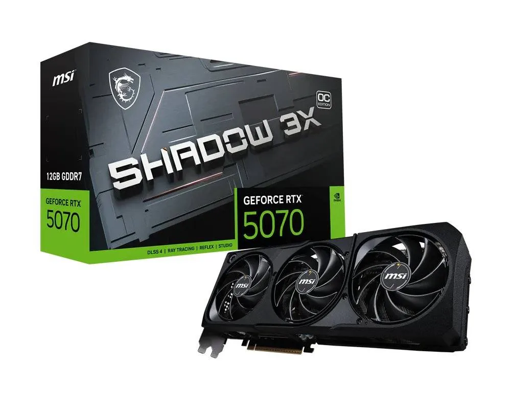 MSI – GeForce RTX 5070 12G SHADOW 3X OC – PCI Express – NVIDIA – NVIDIA GeForce RTX 5070 Tarjeta de Video MSI Nvidia GeForce RTX 5070 SHADOW 3X OC, 12GB GDDR7, 192-bit, PCI-e 5.0 - Imagen 1
