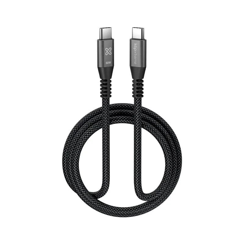 Cable USB-C Klip Xtreme KAC-250 1m negro – carga rápida 60W trenzado y duradero