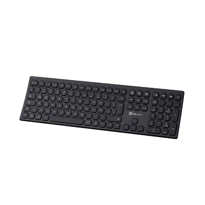 Klip Xtreme – Keyboard – Wireless – Spanish (Latin American) – Bluetooth / 2.4 GHz / USB-C – Ergonomic Design – Black – Curve Klip Xtreme - Keyboard - Wireless - Spanish (Latin American) - Bluetooth / 2.4 GHz / USB-C - Ergonomic Design - Black - Curve - Imagen 1